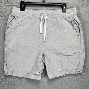 Tenth Ocean Linen Blend Casual Shorts Men XL Light Grey Drawstring Elastic Waist